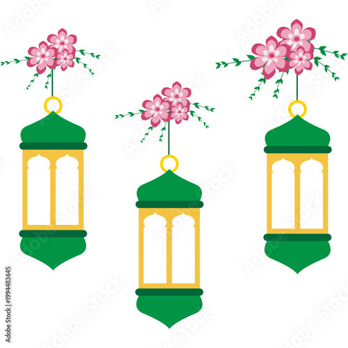 Islamic Floral and Lantern Decoration