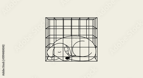 Wire cage with sleeping white mouse.