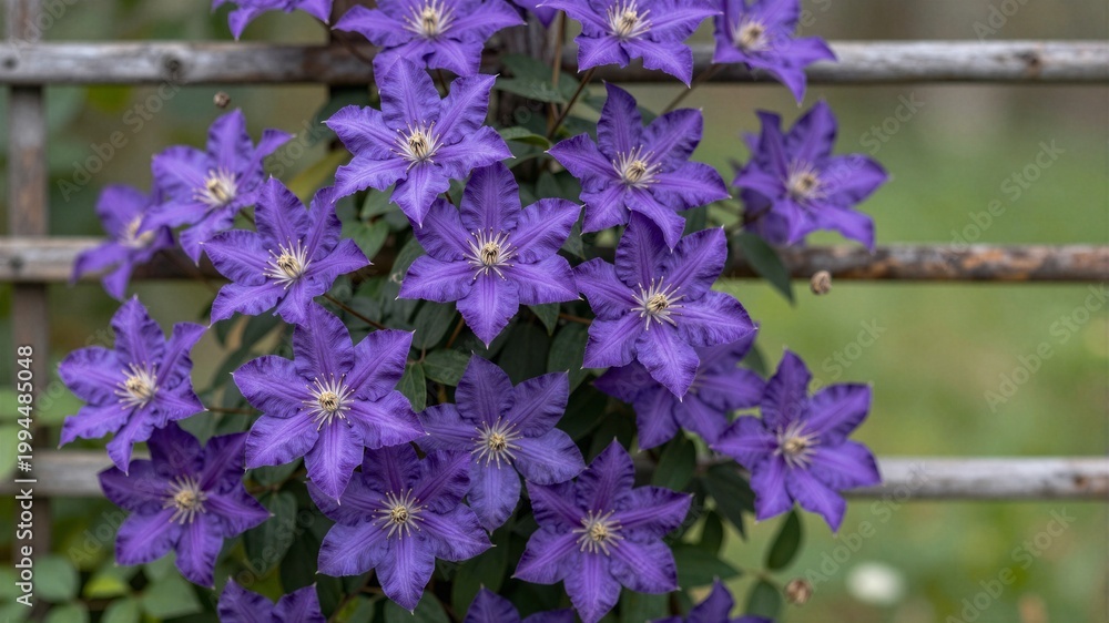 Obraz premium Garden trellis with clematis
