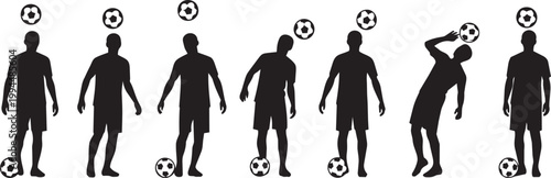 Set of soccer players silhouettes