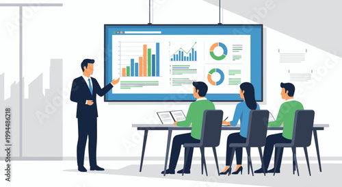 Businessman presenting to colleagues in office 3.