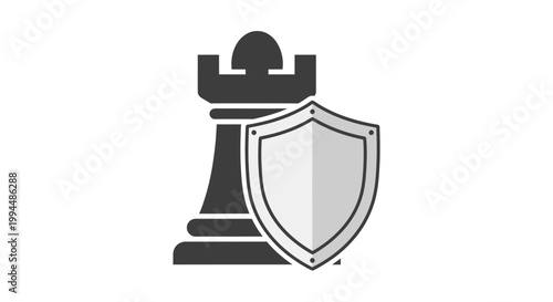 Chess piece king with shield symbol.