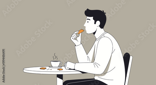 Man eating food at a table.