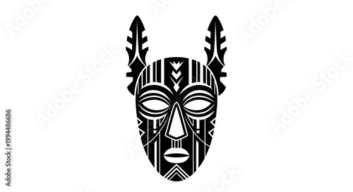Tribal mask with animal ears design.