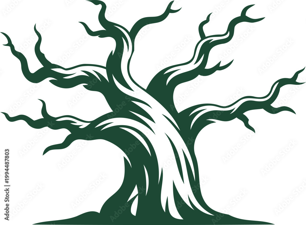 Obraz premium Tree with many branches and a thick trunk outdoors
