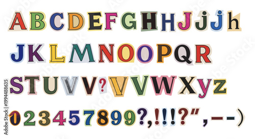 Cut Out Letters and Numbers Alphabet Collage, Ransom Note Style