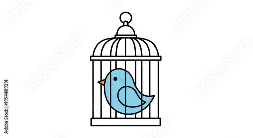 Blue Bird Sitting in Cage 2.