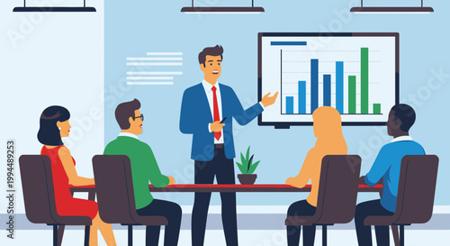 Businessman presenting to colleagues in meeting 5.