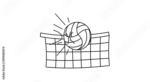 Volleyball Hitting the Net in Play.