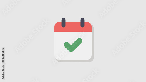 Calendar Icon With Green Checkmark On White Background For Planning And Organization Concepts