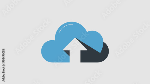 Cloud Computing Icon With Upward Arrow For Technology And Data Storage Concepts