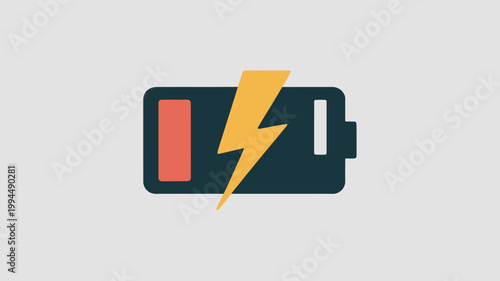 Battery Charging Icon with Lightning Bolt for Fast Energy and Power Management Technology