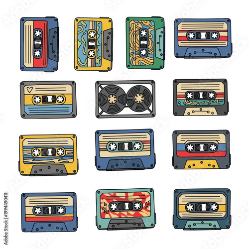 Retro Cassette Tapes Collection: Vintage Audio Music Nostalgia