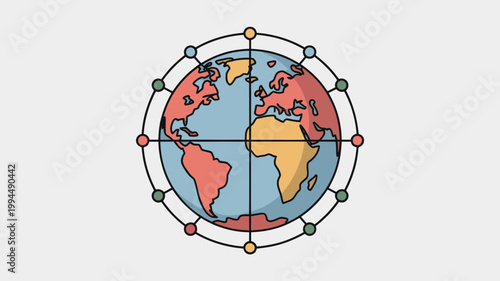 Colorful Globe With Lines And Dots For Global Connection Concepts