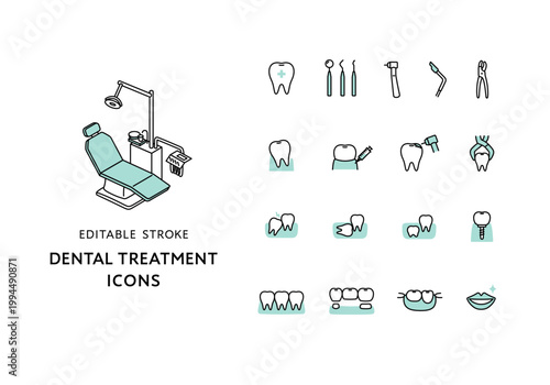 歯の治療にまつわるアイコンセット