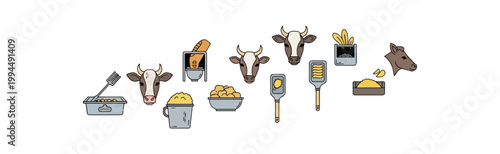 Cattle and farming elements illustration