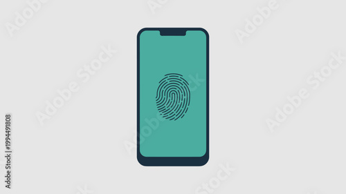 Smartphone With Fingerprint Scan On Screen For Biometric Security Concepts