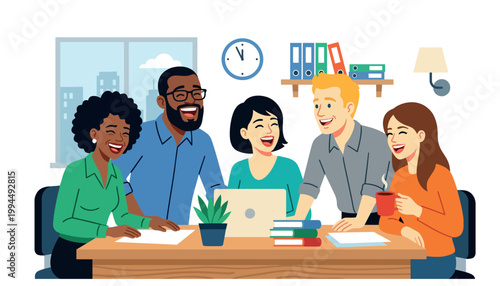 Diverse group of people in meeting.