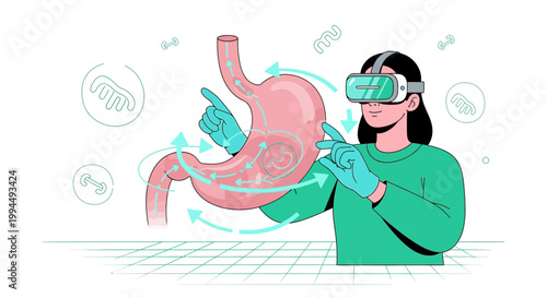Gastroenterology VR Simulation: Doctor Explores Stomach Anatomy in Virtual Reality