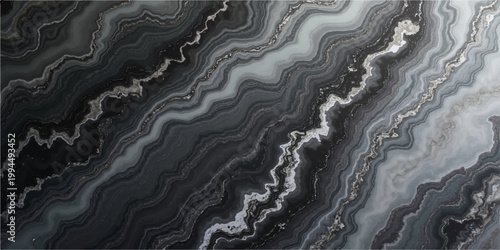 A seamless black and white art wallpaper features a liquid wave design blending the texture of sand with a metallic silk textile pattern for a modern fabric backdrop