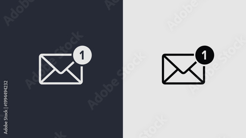Email Notification Icons With Red Badge For Communication Concepts