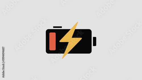 Battery Icon Charging With Lightning Bolt On White Background For Energy Concepts