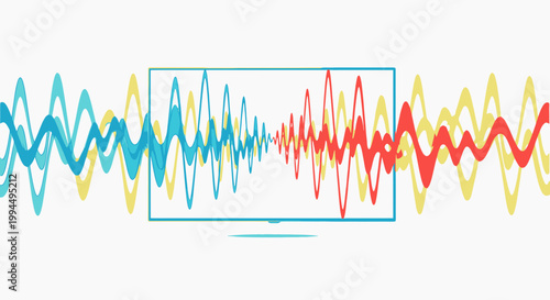 Colorful sound wave pattern graphic design.