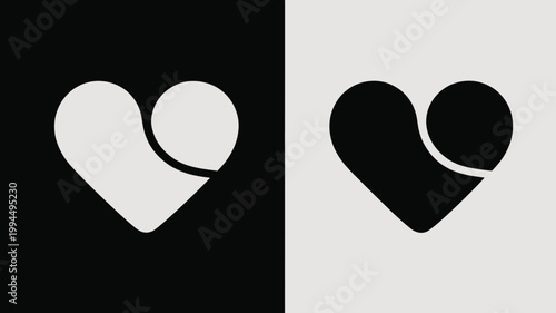 Interlocking Hearts Symbols On Black And White Backgrounds For Love Concepts