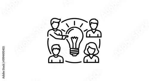 People brainstorming with light bulb idea.