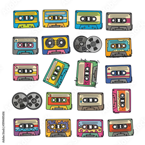 Retro Cassette Tapes and Reel-to-Reel Tapes Collection