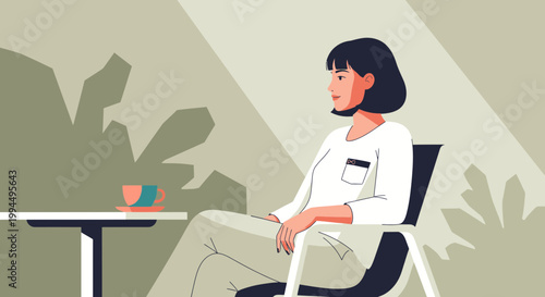 Woman sitting in a chair relaxed.