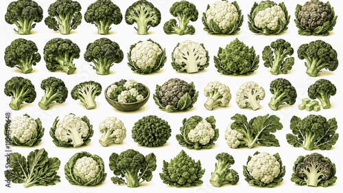 Broccoli and Cauliflower Pack. Fresh Cruciferous Vegetables