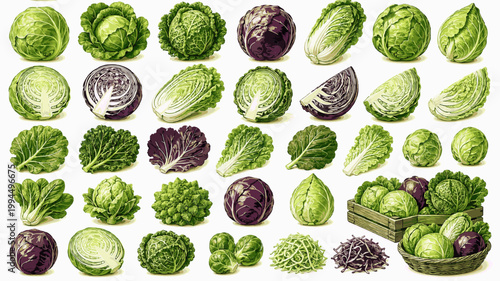 Cabbage Pack. Fresh Cabbage Collection