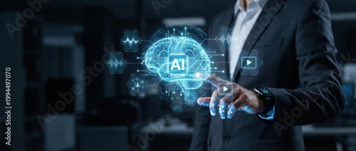 Ai technology innovation business environment digital content modern office interactive viewpoint advancing automation and intelligence