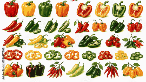 Peppers Pack. Bell and Chili Pepper Collection