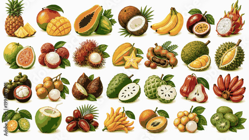 Tropical Fruits Pack. Exotic Fruit Collection