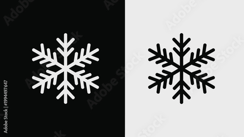 Snowflakes Isolated on Black and White Backgrounds For Winter Concepts