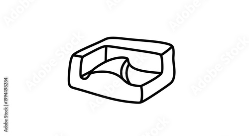 Simple black and white illustration of a cozy pet bed for comfort.