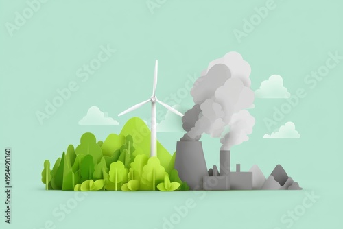 Industrial Pollution with Wind Energy Contrast