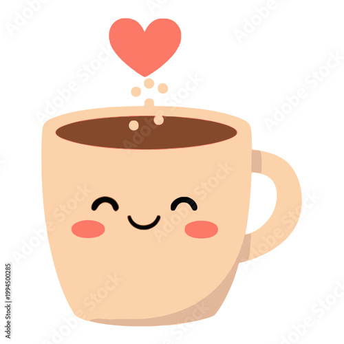 Fényképezés Cute kawaii coffee cup sticker