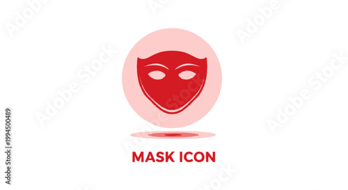 Red Mask Icon Depicting Mystery, Drama, and Theatrical Performance.