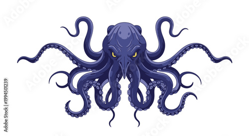 Tentacled sea creature octopus monster.