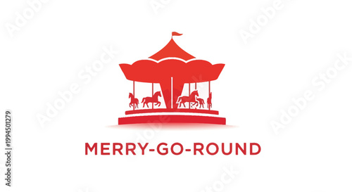 Red Merry-Go-Round Silhouette - A Classic Amusement Ride Icon.