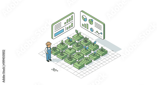 Isometric smart city planning, urban development concept, green infrastructure, sustainable architecture