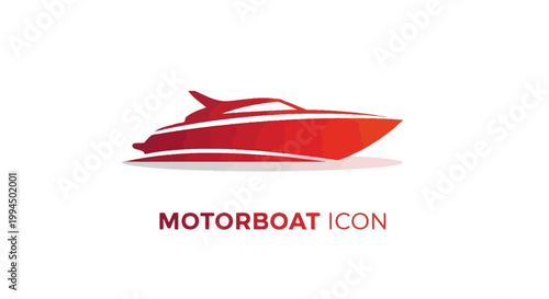 Red Motorboat Icon on White Background for Design Elements.