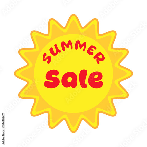 Summer sale label design. Summer promotion design. Color vector illustration. PNG with transparent background.	