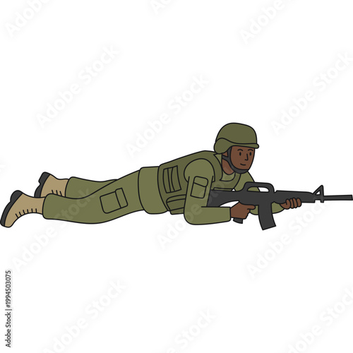 Soldier Lying Down with Rifle
