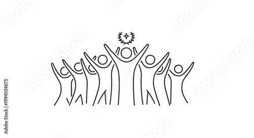 People Celebrating with Raised Hands Together.