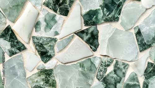 White terrazzo texture with small green marble chips
