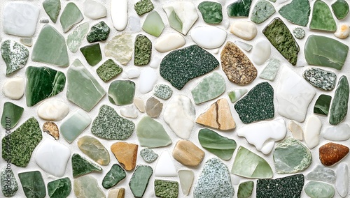 Abstract green and white terrazzo with small marble texture